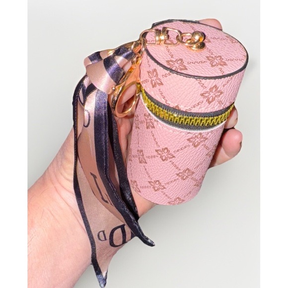 Mini Coin Handbag Keychain Bucket Lipstick Bag Backpack Pendant Beige Gift New - Picture 1 of 6